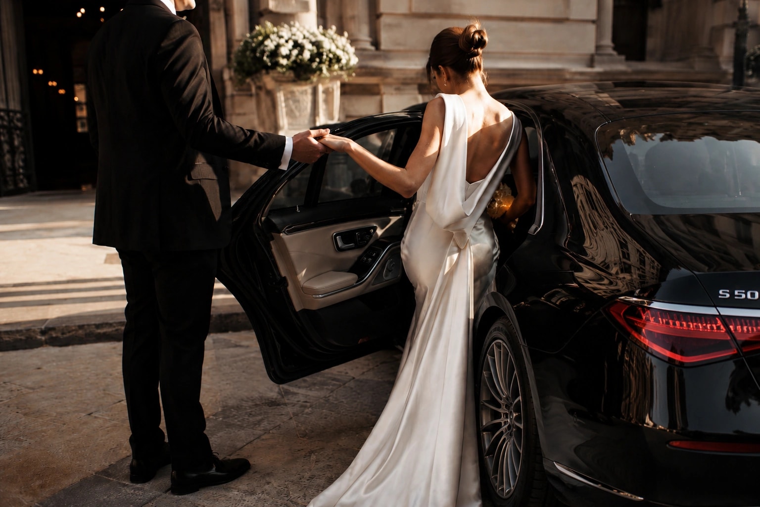 Wedding car arrival